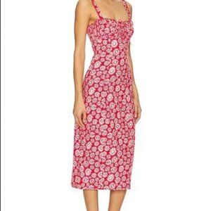 Free People Lucinda Printed Midi Dress Floral Sleeveless Smocked XL